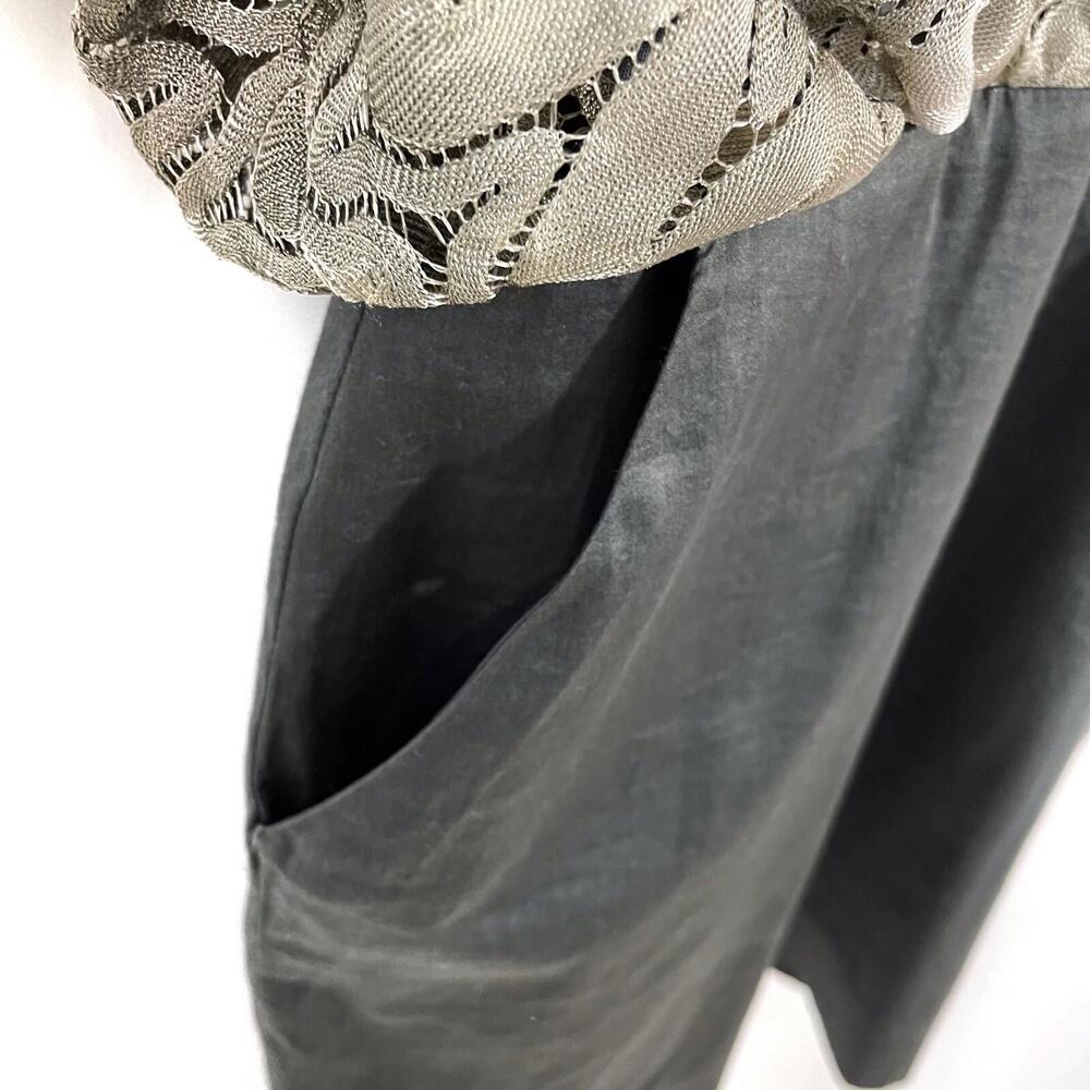 Black Halo Women’s Size 12 Large Grey Metallic Lace Blouson Top Dress Pockets - Picture 6 of 12